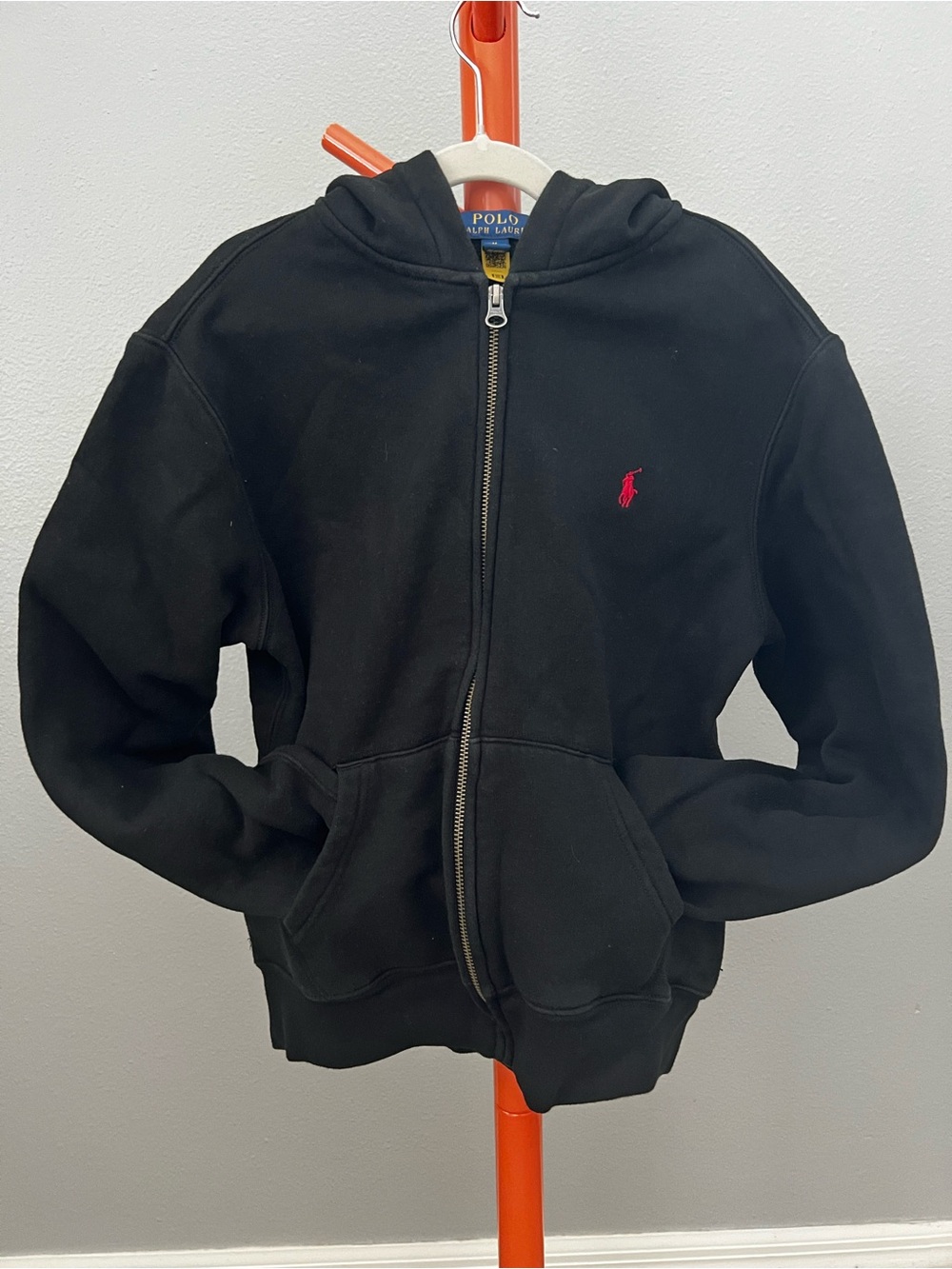 Polo by Ralph Lauren Black Zip Hoodie with Red Pony